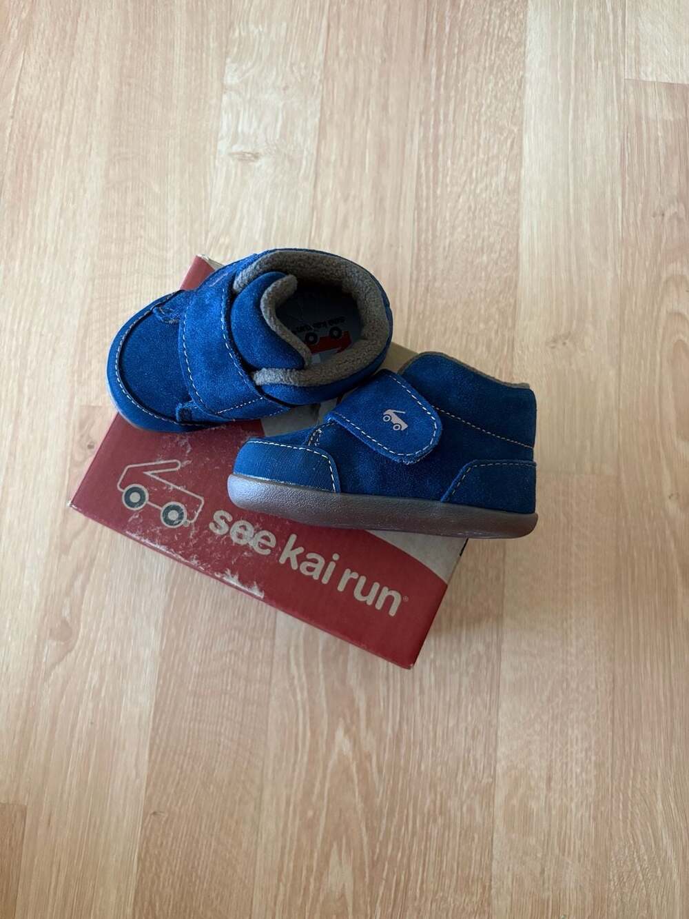 See Kai Run Blue Suede Baby Booties